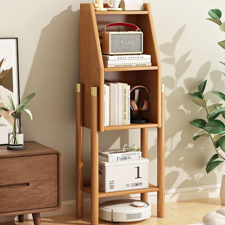 Vintage Bamboo Sideboard 3/4-Tier Display Rack With Drawer