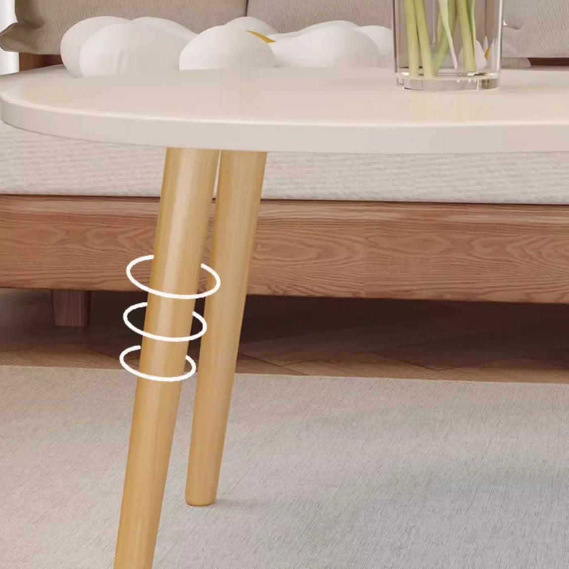 Modern Minimalist Cloud Shape Oval Wood Density Board Coffee Table 1/2 Tier For Living Room