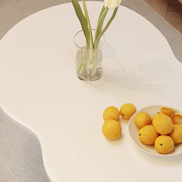 Modern Minimalist Cloud Shape Oval Wood Density Board Coffee Table 1/2 Tier For Living Room