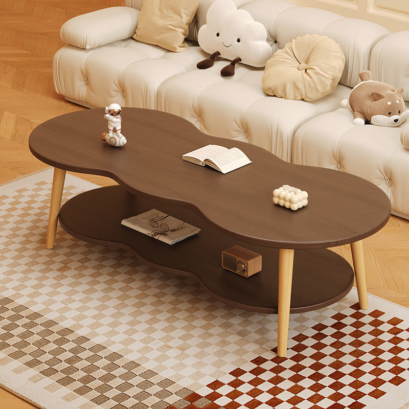 Modern Minimalist Cloud Shape Oval Wood Density Board Coffee Table 1/2 Tier For Living Room