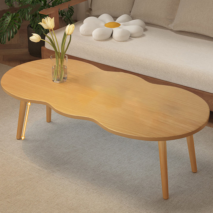 Modern Minimalist Cloud Shape Oval Wood Density Board Coffee Table 1/2 Tier For Living Room