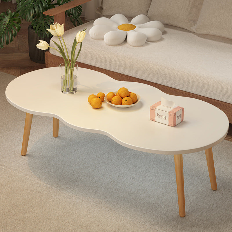 Modern Minimalist Cloud Shape Oval Wood Density Board Coffee Table 1/2 Tier For Living Room