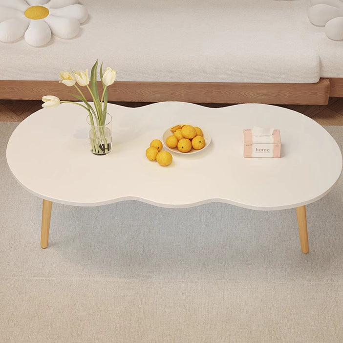 Modern Minimalist Cloud Shape Oval Wood Density Board Coffee Table 1/2 Tier For Living Room