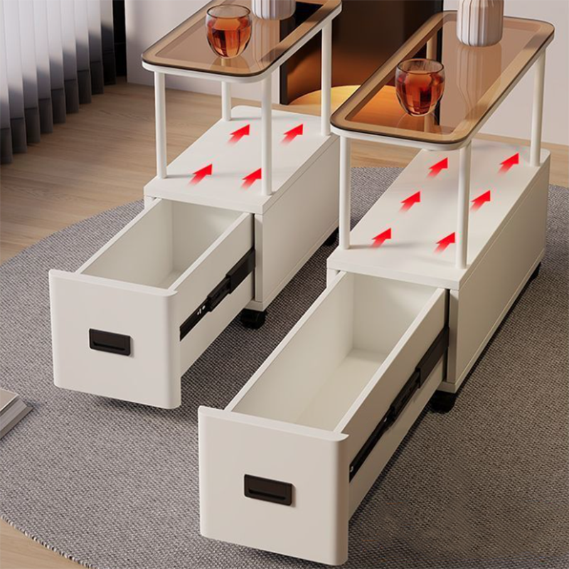 Modern Ultra-Narrow Tempered Glass Metal Particle Board End Table