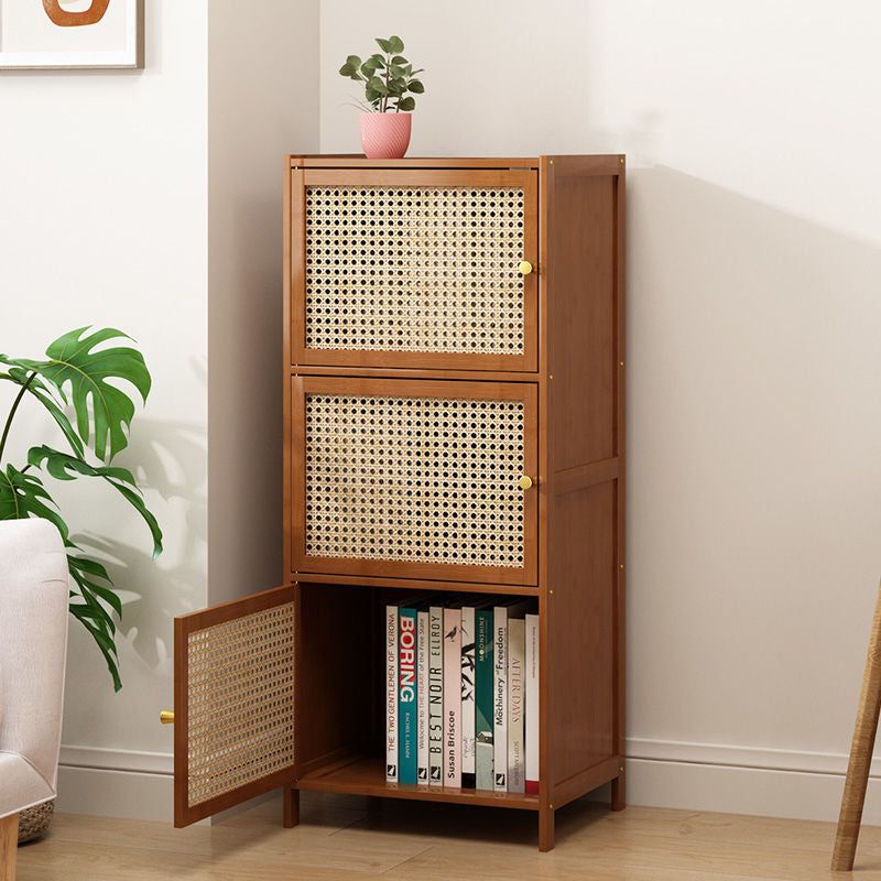 Modern Minimalist Square Bamboo MDF Plastic Rattan Weaving Storage Cabinet 2/3/4/5/6-Cabinet For Study
