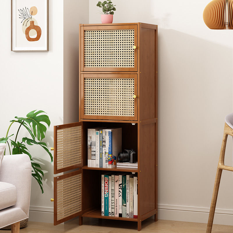 Modern Minimalist Square Bamboo MDF Plastic Rattan Weaving Storage Cabinet 2/3/4/5/6-Cabinet For Study