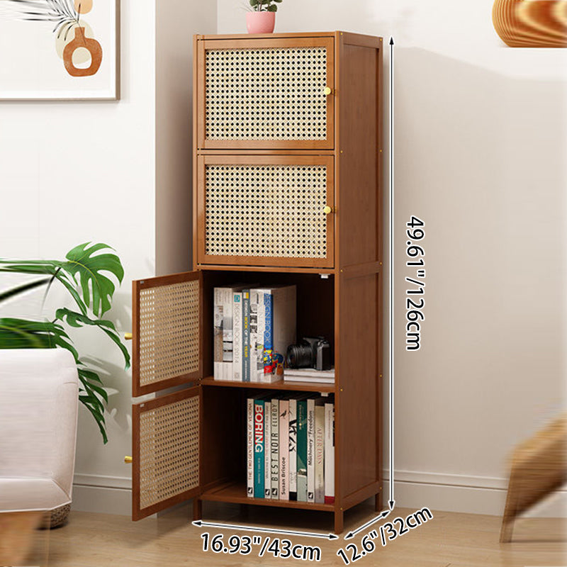 Modern Minimalist Square Bamboo MDF Plastic Rattan Weaving Storage Cabinet 2/3/4/5/6-Cabinet For Study
