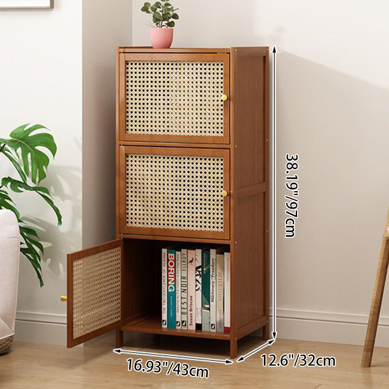 Modern Minimalist Square Bamboo MDF Plastic Rattan Weaving Storage Cabinet 2/3/4/5/6-Cabinet For Study
