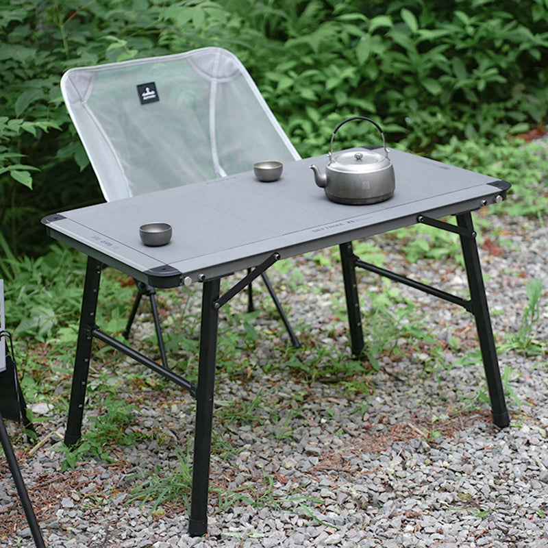 Modern Minimalist Aluminum Nylon Rectangular Height Adjustable Portable And Modular Outdoor Dining Table 1-Tier For Outdoor Patio