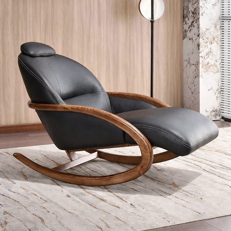 Nostalgic Vintage Recliner - Curved Design Stain & Wear-Resistant Upholstery Rocking Chair For Living Room