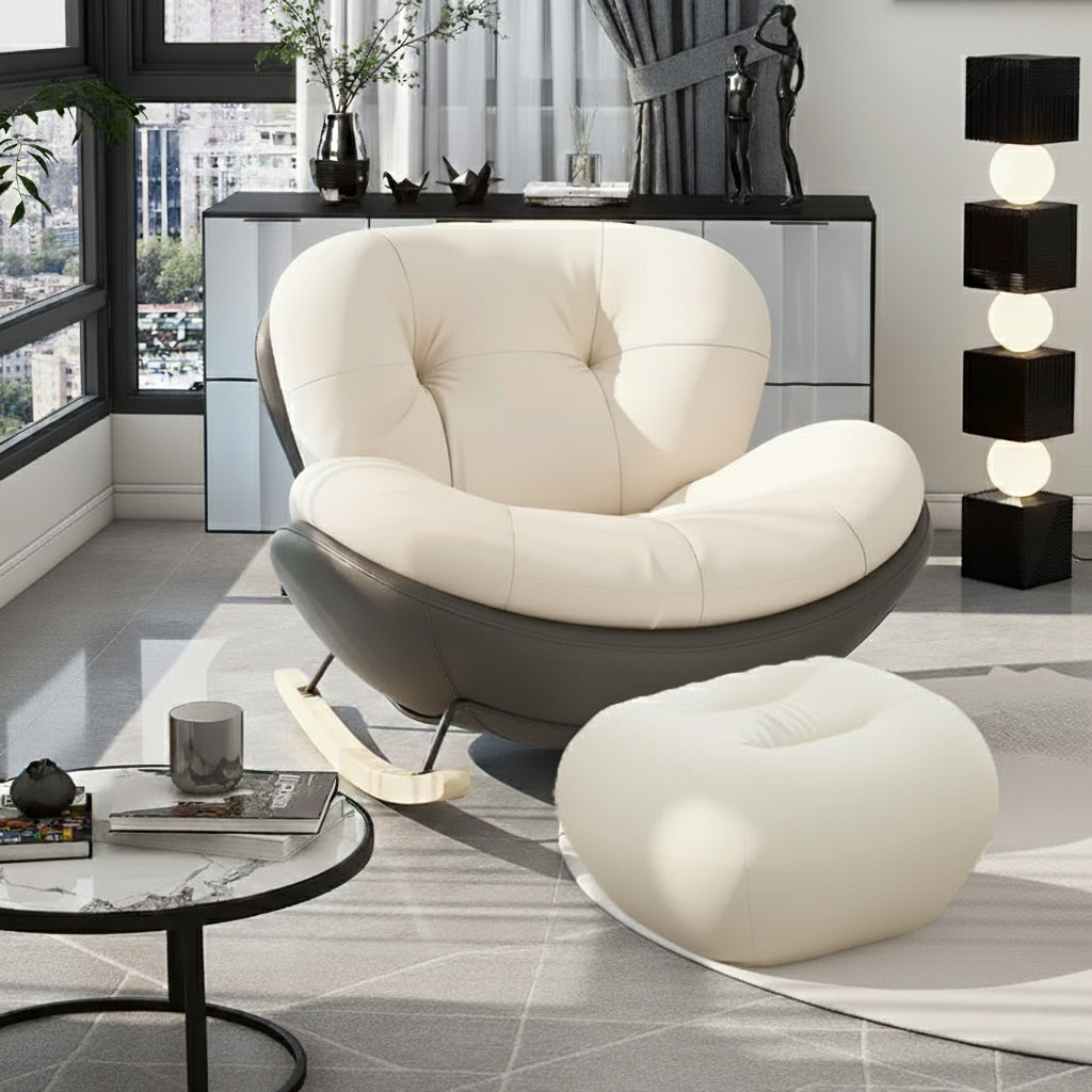 Nordic Half-wrapped Velvet Cat-Scratch Leather Iron Rocking Chair