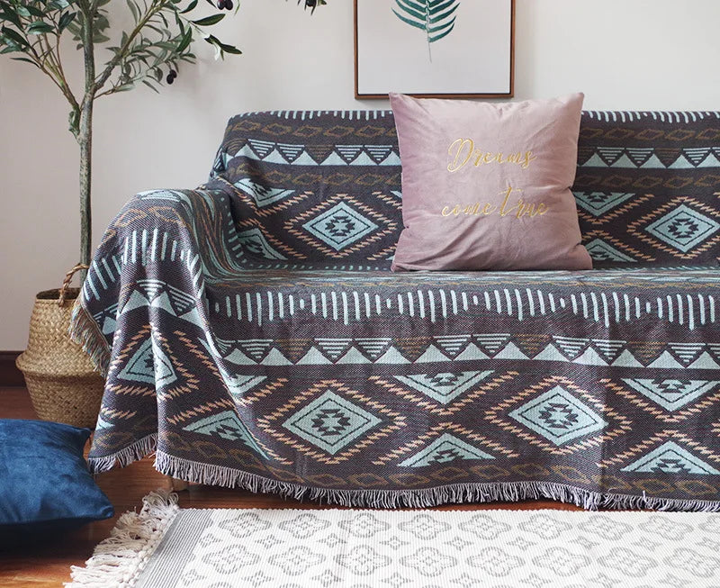 Nordic Plaid Knit Sofa Blanket
