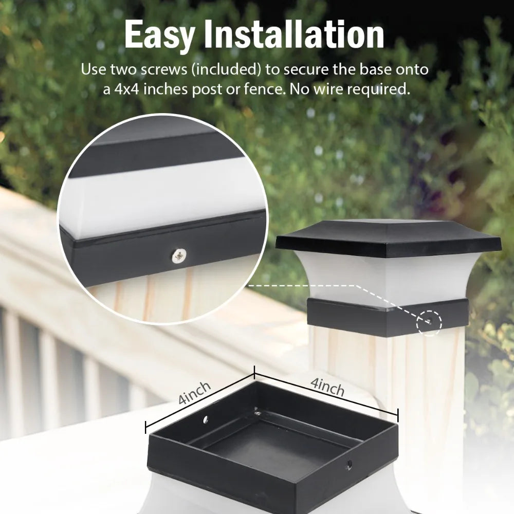 1-4pcs Solar Light Outdoor LED Post Deck Cap Fence Landscape Lamp