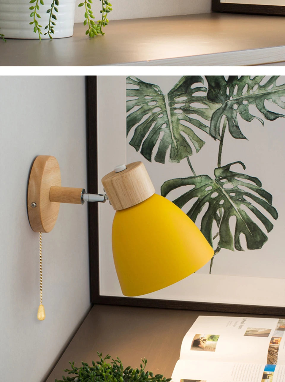 Wooden Nordic Wall Lamp with Switch