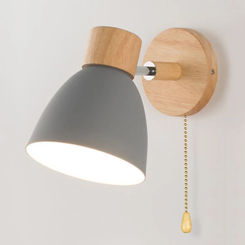 Wooden Nordic Wall Lamp With Switch Modern Wall Sconce