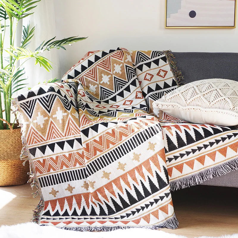 Nordic Plaid Knit Sofa Blanket