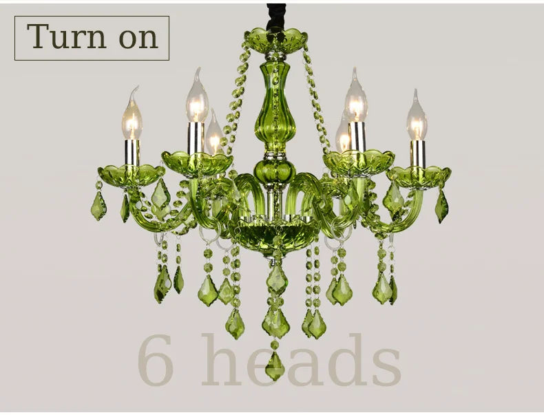 E14 Luxury Crystal Chandelier Green Wedding Parlor Bedroom Villa