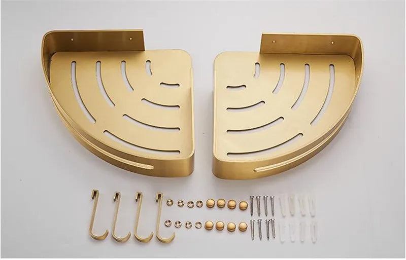 Brushed Gold Bathroom Corner Shelf
