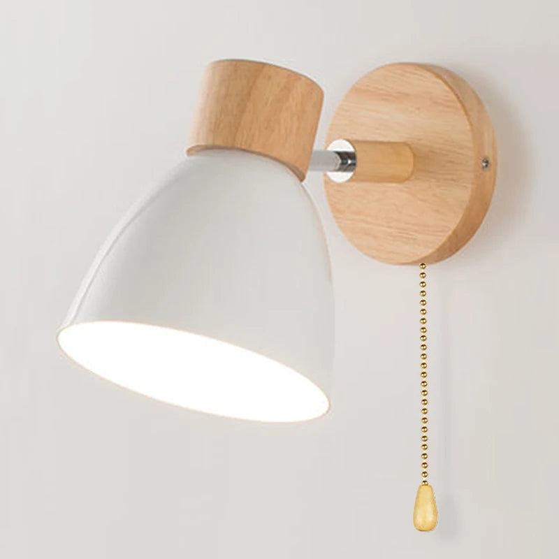 Wooden Nordic Wall Lamp with Switch
