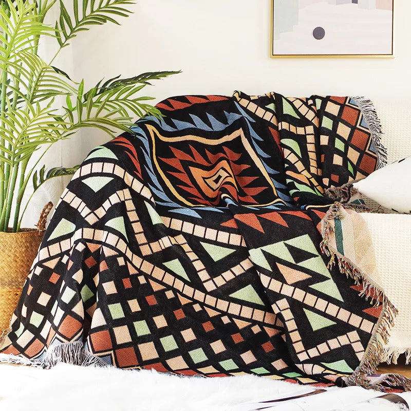 Nordic Plaid Knit Sofa Blanket