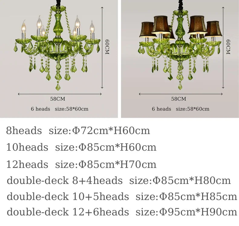 E14 Luxury Crystal Chandelier Green Wedding Parlor Bedroom Villa