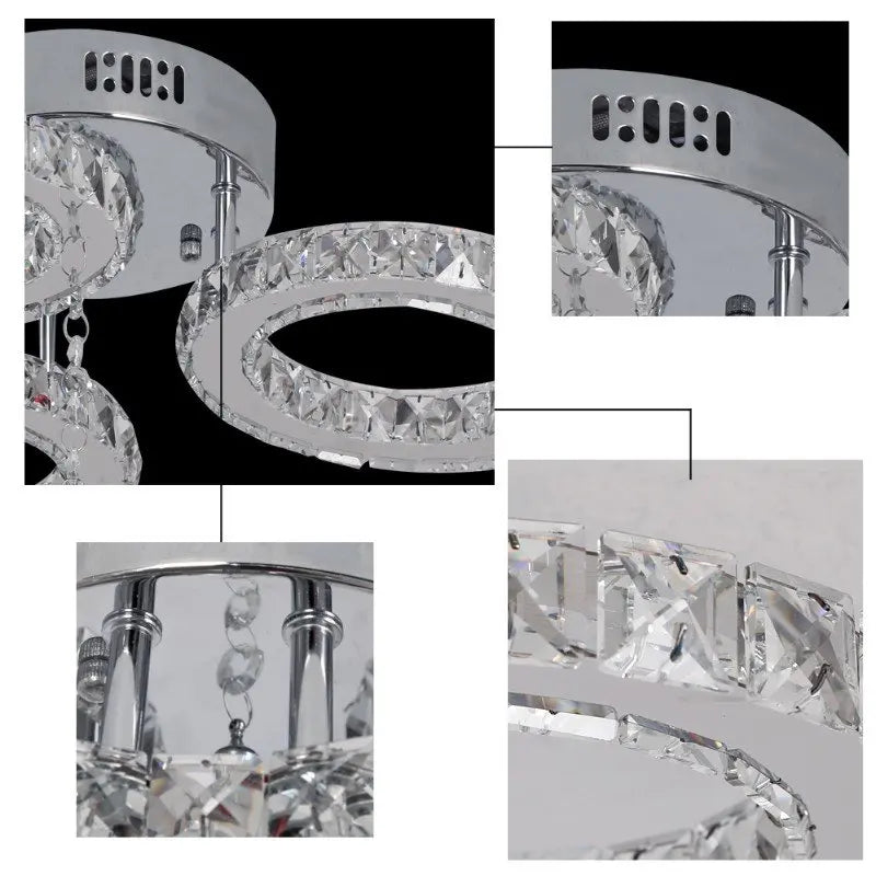 Modern K9 Led Crystal Ceiling Lamp Smart Chandelier Pendant Light Ring