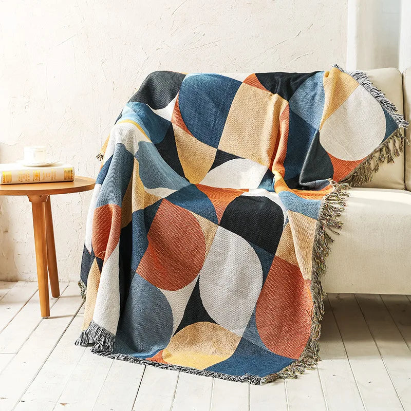 Nordic Plaid Knit Sofa Blanket