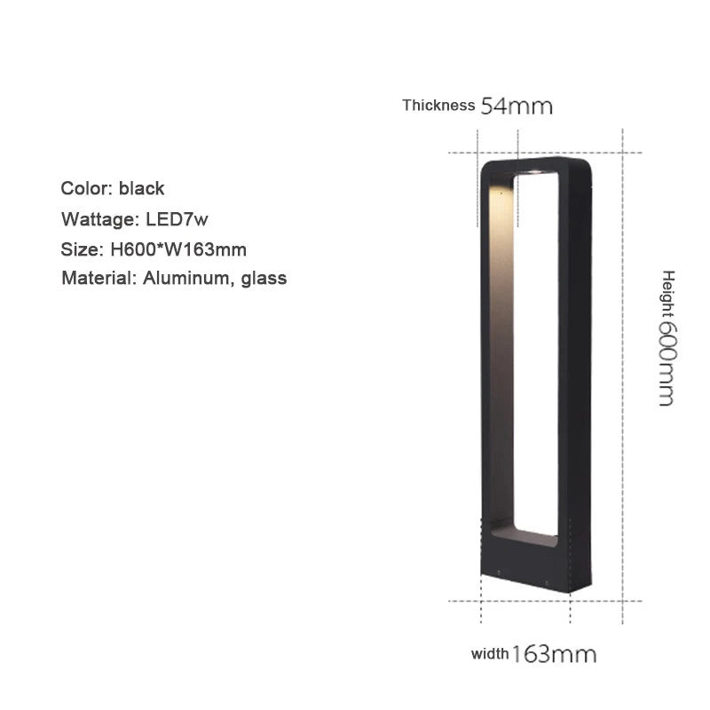 7W Aluminum LED Garden Bollard Lawn Light