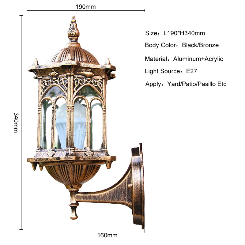 Antirust Retro Outdoor Wall Lantern