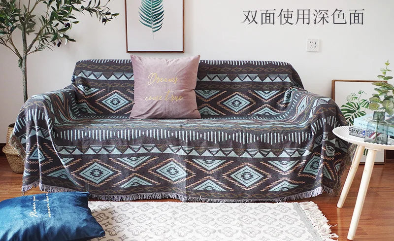 Nordic Plaid Knit Sofa Blanket