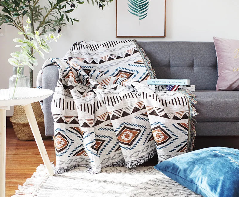 Nordic Plaid Knit Sofa Blanket