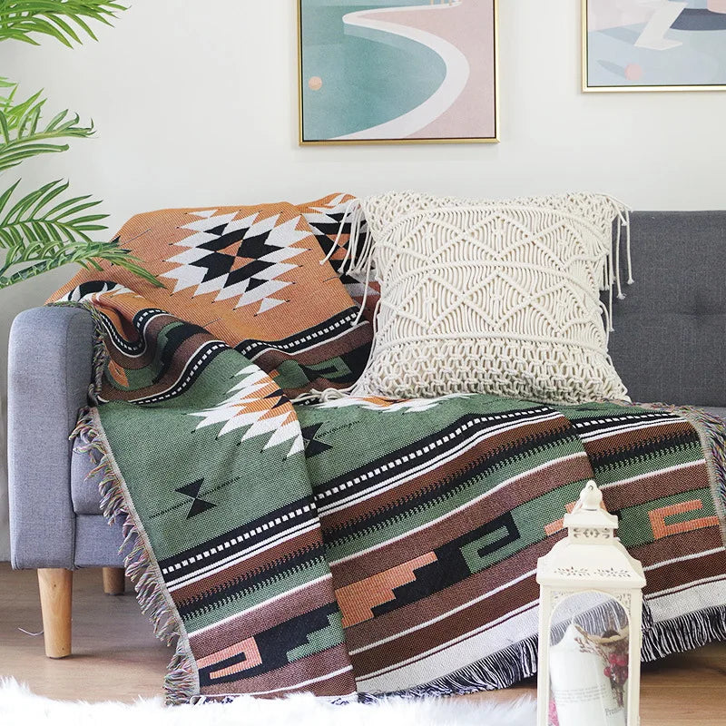 Nordic Plaid Knit Sofa Blanket