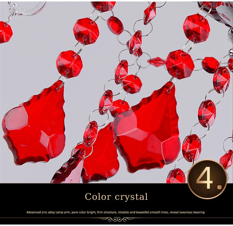 Red Wedding Chandelier Luxury Crystal Pendant Light for Foyer Bedroom