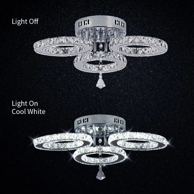 Modern K9 Led Crystal Ceiling Lamp Smart Chandelier Pendant Light Ring