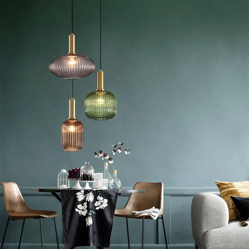Retro Colored Glass Pendant Light