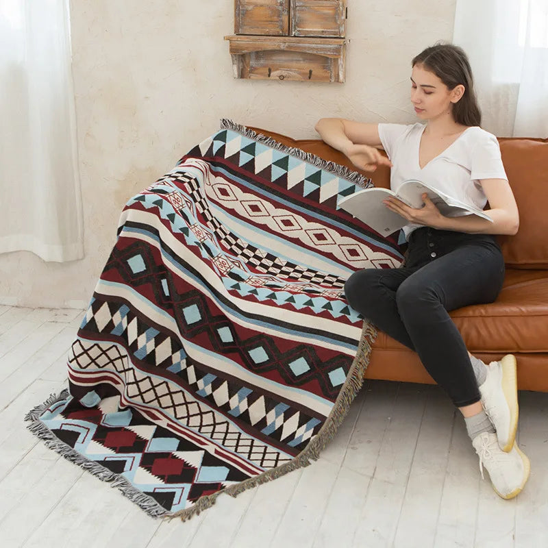 Nordic Plaid Knit Sofa Blanket