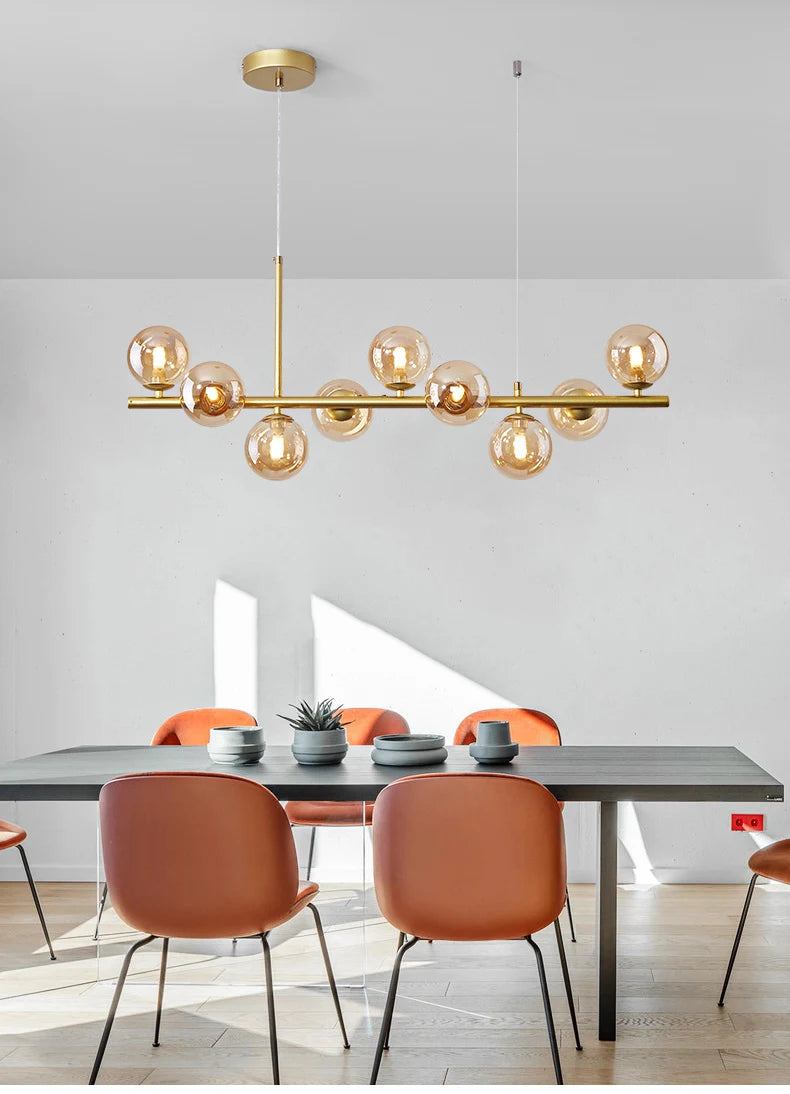 Gold Glass Ball Pendant Light