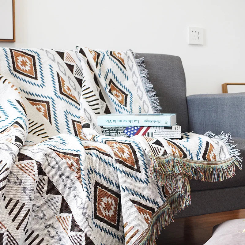 Nordic Plaid Knit Sofa Blanket