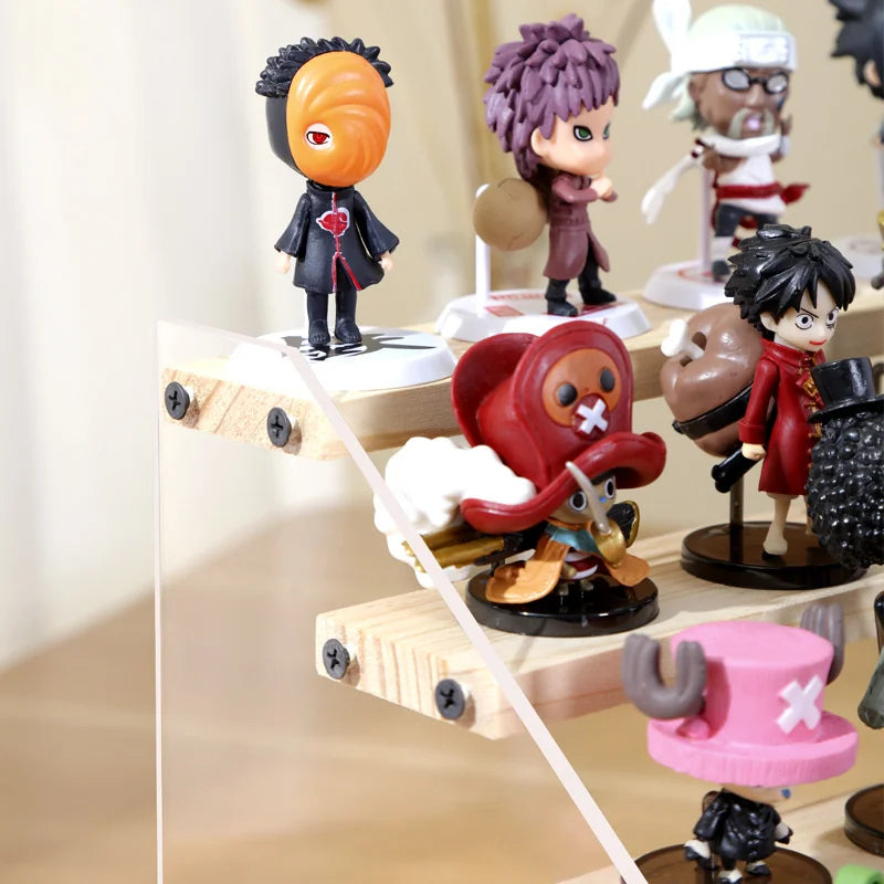 2-7 Layers Acrylic Storage Display Shelf Rack Figure Ladder Showcase Display Stand Wooden Household Action Figure Organizers