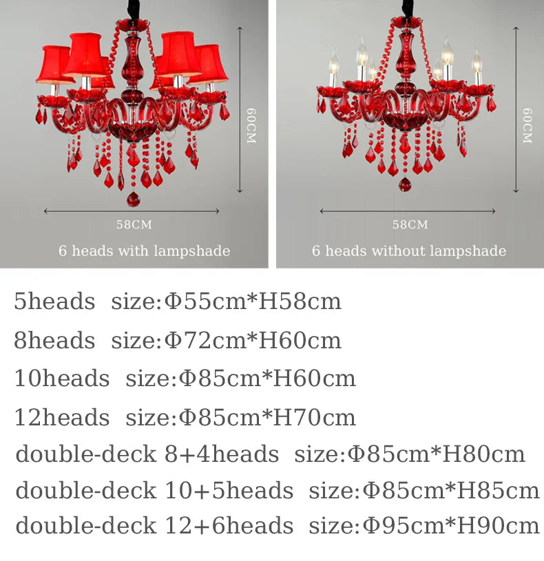 Red Wedding Chandelier Luxury Crystal Pendant Light for Foyer Bedroom