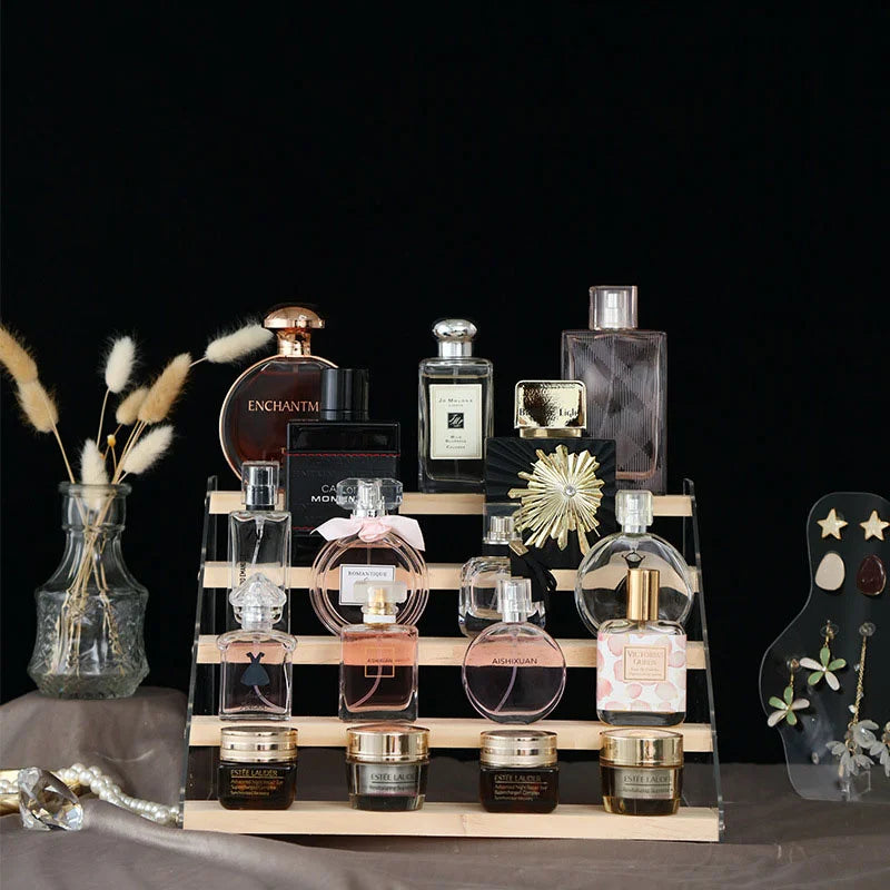 2-7 Layers Acrylic Storage Display Shelf Rack Figure Ladder Showcase Display Stand Wooden Household Action Figure Organizers
