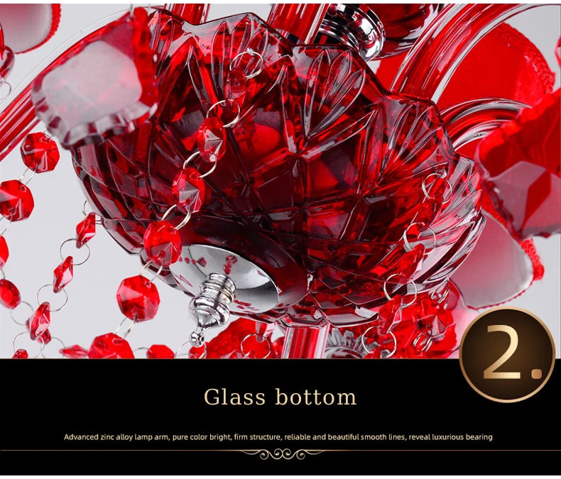 Red Wedding Chandelier Luxury Crystal Pendant Light for Foyer Bedroom