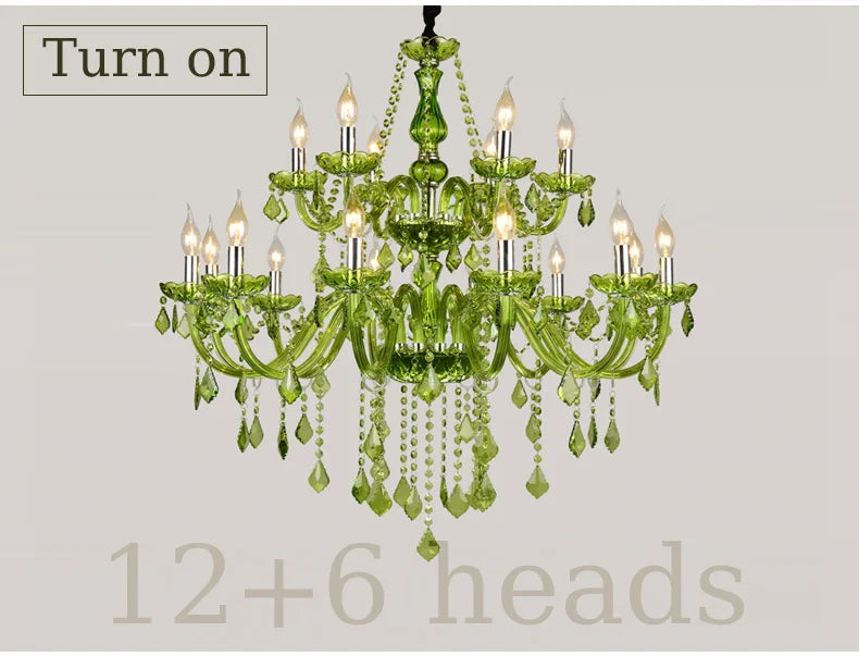 E14 Luxury Crystal Chandelier Green Wedding Parlor Bedroom Villa