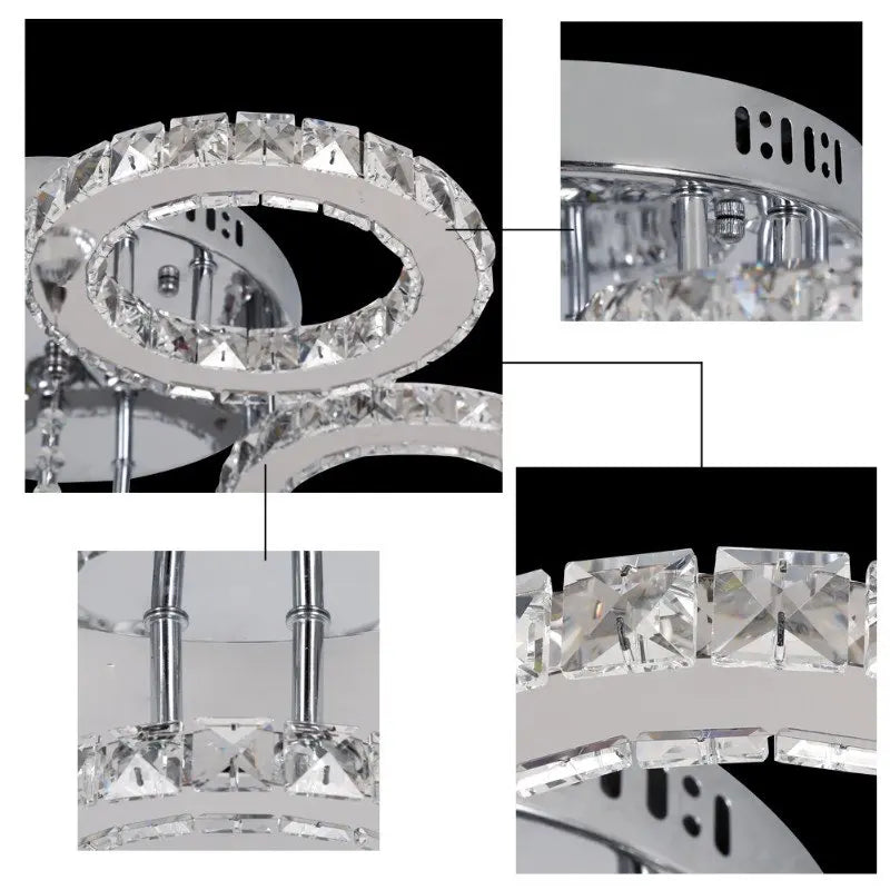 Modern K9 Led Crystal Ceiling Lamp Smart Chandelier Pendant Light Ring