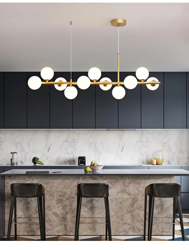 Gold Glass Ball Pendant Light