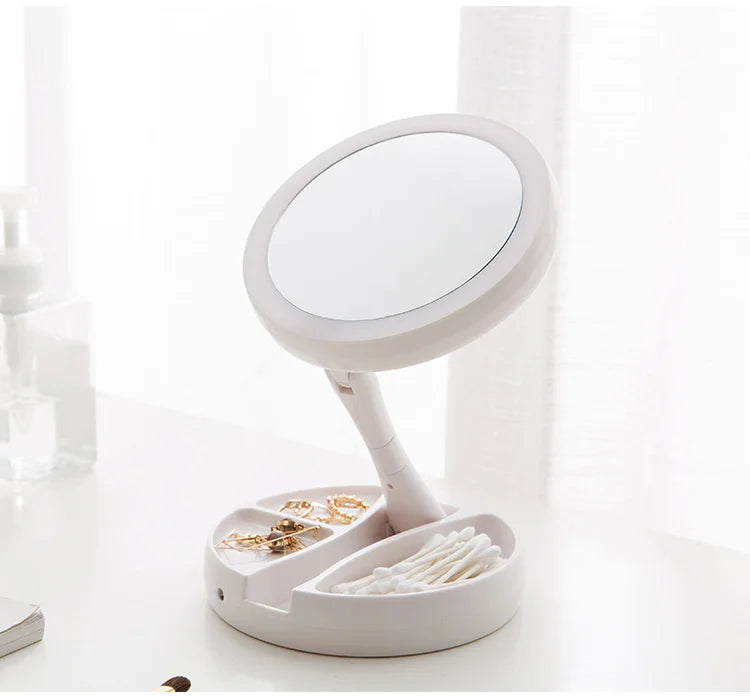 LED Daylight Makeup Mirror, 360 Rotating with Detachable Base