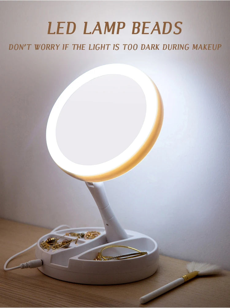 LED Daylight Makeup Mirror, 360 Rotating with Detachable Base