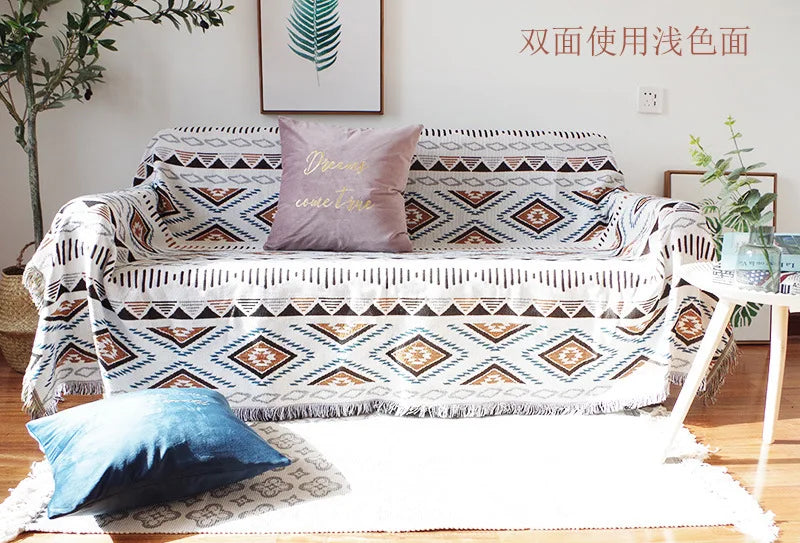 Nordic Plaid Knit Sofa Blanket