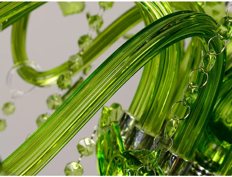 E14 Luxury Crystal Chandelier Green Wedding Parlor Bedroom Villa