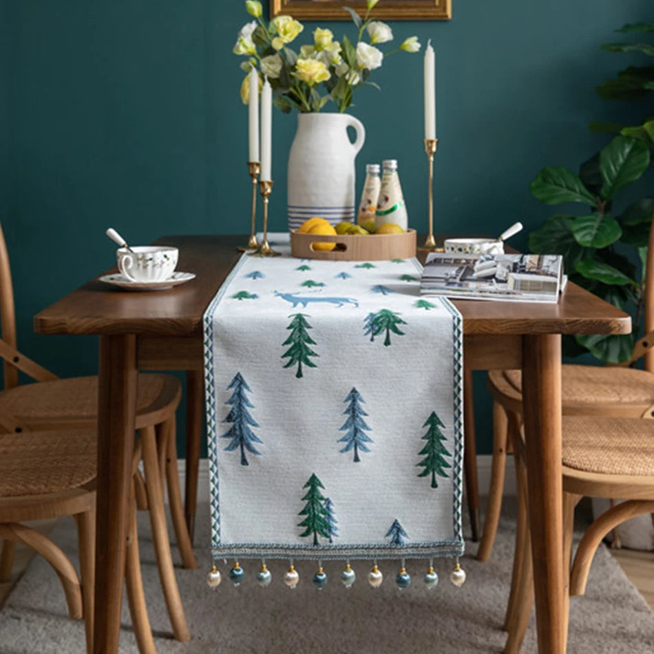 Winter Holiday Elk Table Runner